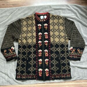 Fall or winter yet cardigan sweater size large fill zip Wool acrylic blend